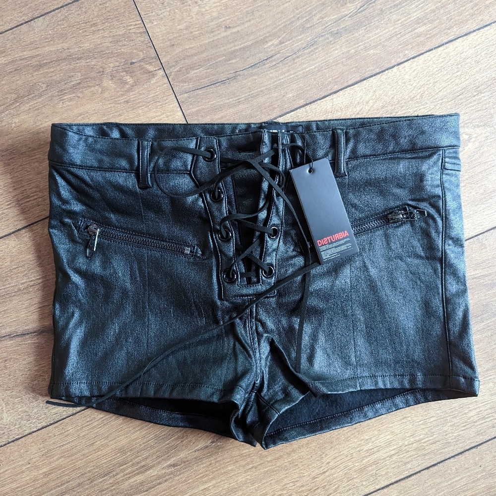 Disturbia leather shorts